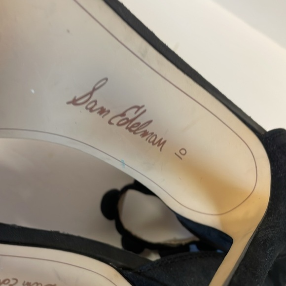 Sam Edelman Addison Black Suede Open Toe Ankle Strap Heels - Picture 7 of 10